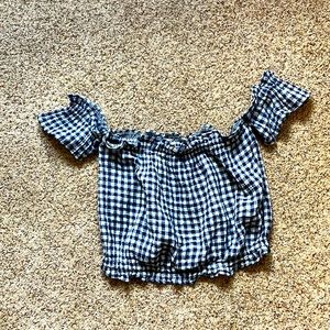 Gingham strapless top